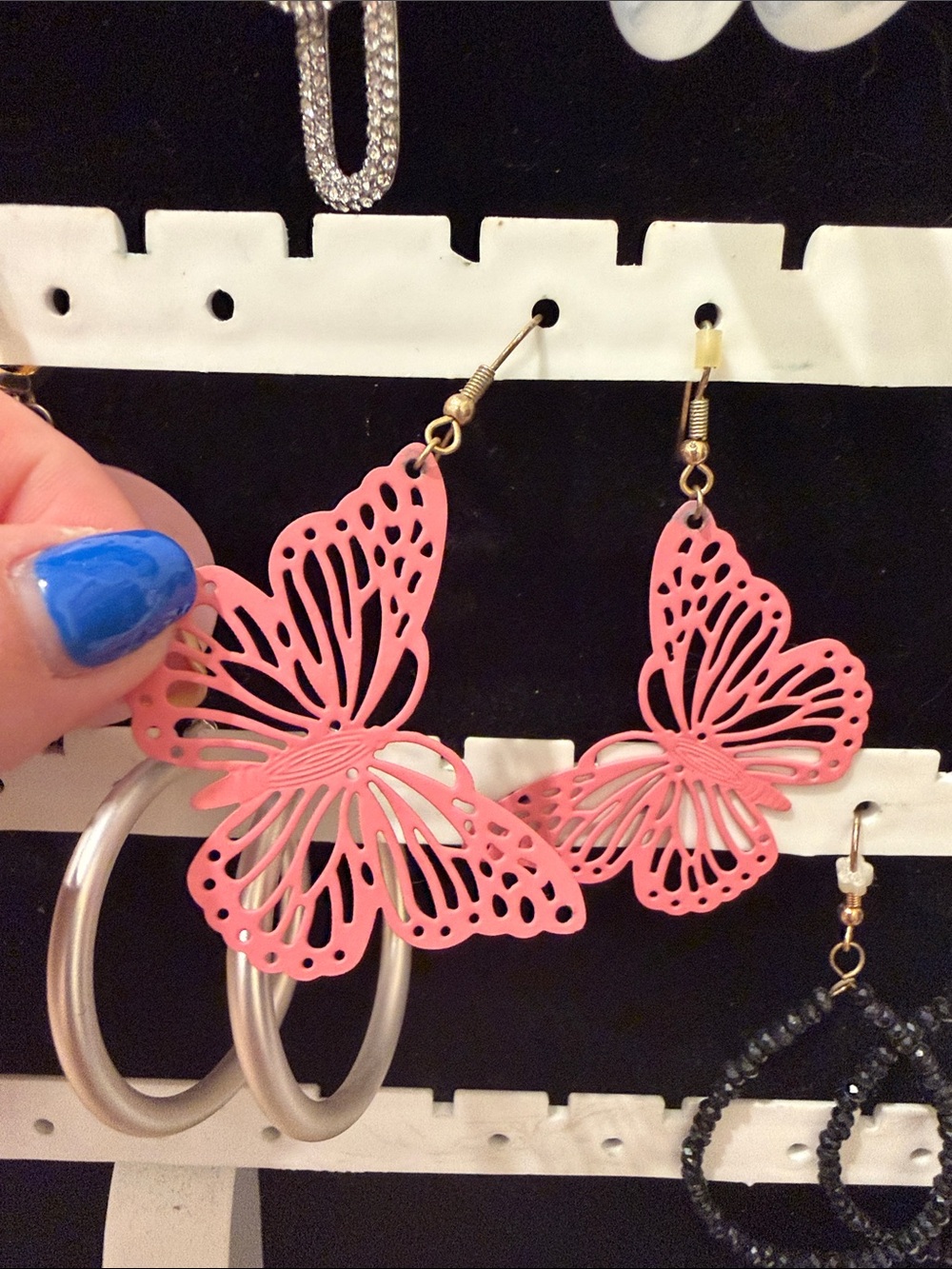Butterfly Cutout Pink Dangle Earrings